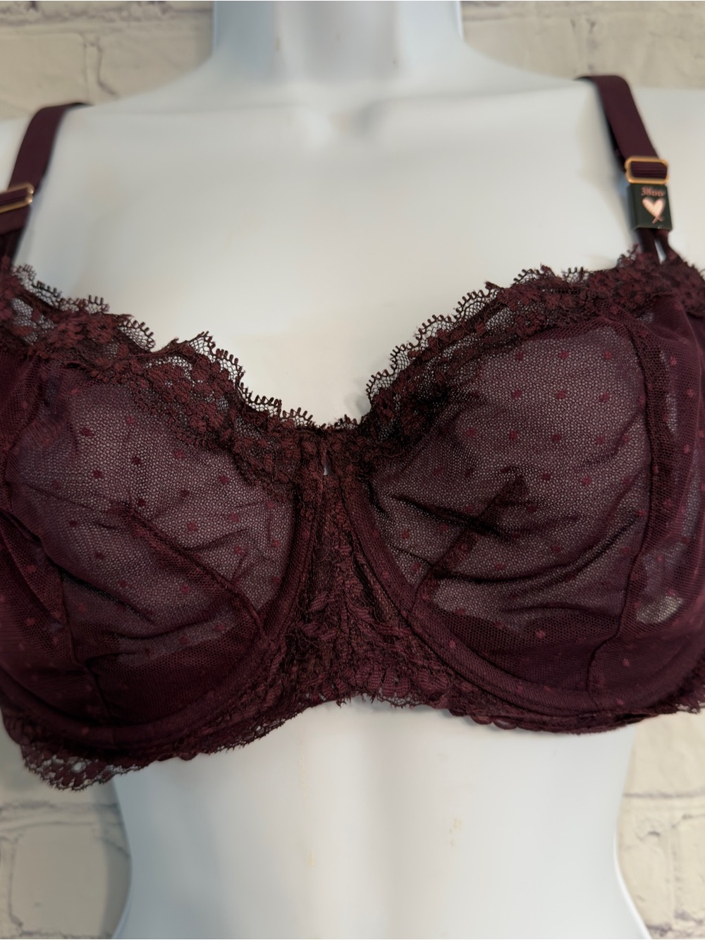 Victoria's Secret Burgundy Lace Push Up Unlined Bra 38DD